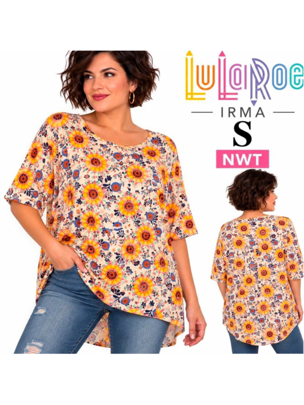 LuLaRoe Irma Small NWT Floral High Low Tunic Top